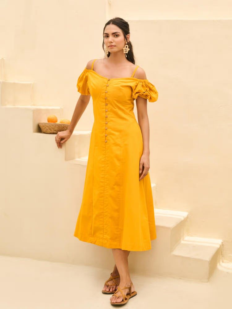 Tangerine Yellow A-Line Dress