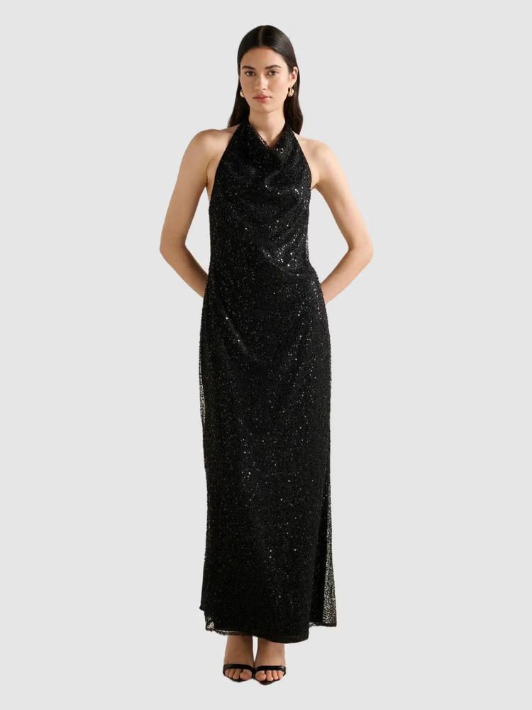 Miranda Sequin Halter Dress