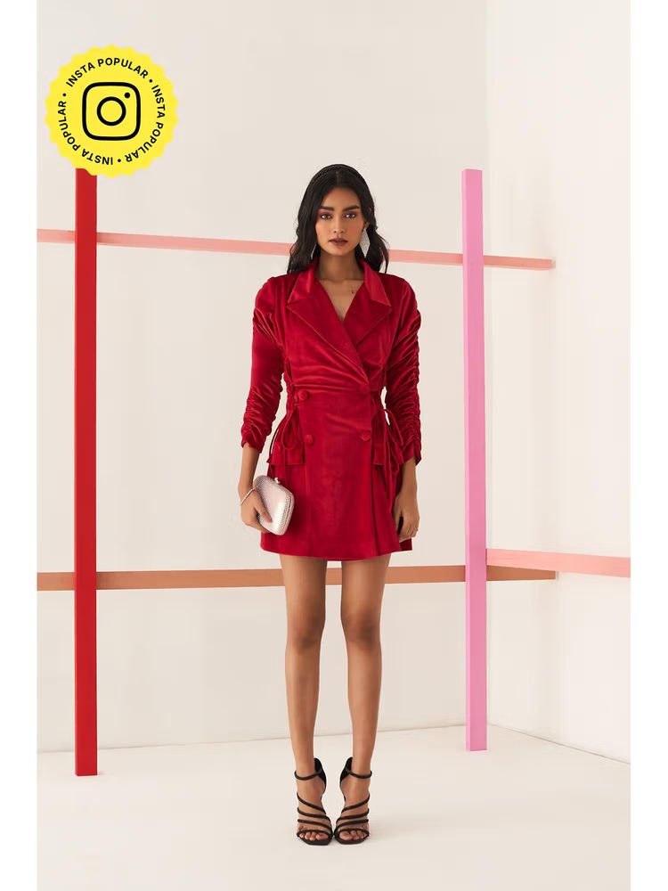 Cranberry Red Velvet Dress