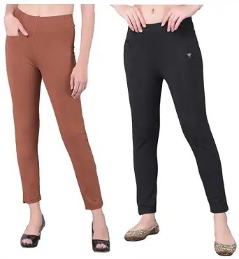 Comfort Lady Women's Cotton Blend Regular Fit for Casual,Formal and Daily Use Kurti Pants with Front Mobile Pocket I Pack of 2