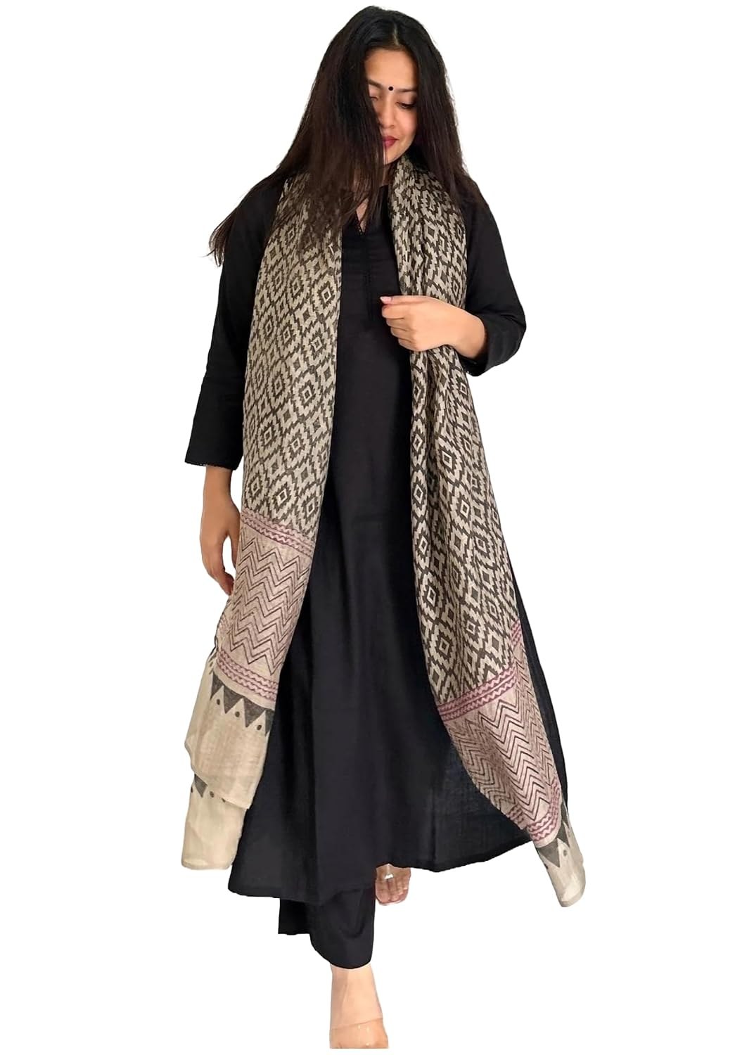 ANNI DESIGNER Rayon Viscose Blend Kurta for Women | Kurti Set Woman | Kurta with Pant & Dupatta | Straight Solid Suit | Black Ethnic Indian Outfit Party Office Traditional Clothing Fashion Style Dress