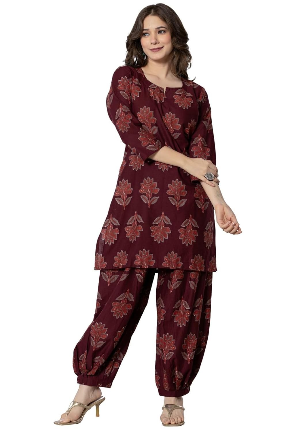 rytras Women Women's Pure Cotton Printed Straight Kurta Set with Palazzo Pants