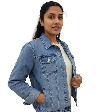 Heart on My Sleeve and Back | Women's Light Blue Denim Jacket | Stylish Medium Size Casual Wear with Heart Design