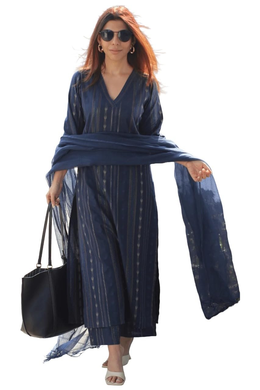 ANNI Designer Women's Rayon Viscose Printed Straight Kurta with Pant and Dupatta Set | Elegant Ethnic Kurta Pant Dupatta Outfit for Women | Office Festive Casual Wear
