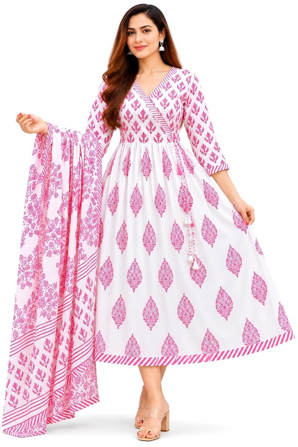 Women's Rayon Printed Anarkali Kurta and Pant